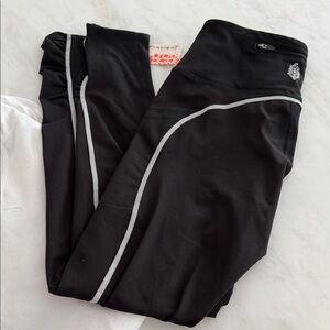 FP Movement by Free People Black Leggings with White Trim, 3 pockets S NWT